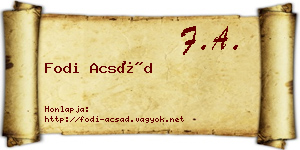 Fodi Acsád névjegykártya